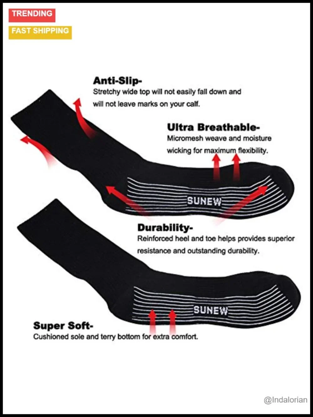 6 Pairs Viscose Bamboo Socks, Unisex Cushioned Comfortable Crew Workout Hiking